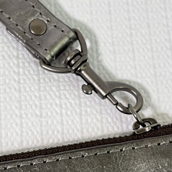PATRICIA NASH St. Croce Tooled Italian Leather Wallet Wristlet Pewter Gray Strap - Picture 16 of 17